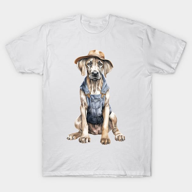 Farmer Great Dane Dog T-Shirt by Chromatic Fusion Studio